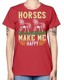 horses make me happy Style 40# - horse -  Missy T-Shirt