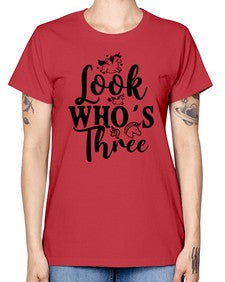 look whos three 265# - unicorn -  Missy T-Shirt