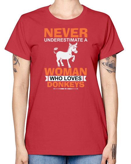 never underestimate a woman who loves donkeys Style 1# - donkey -  Missy T-Shirt