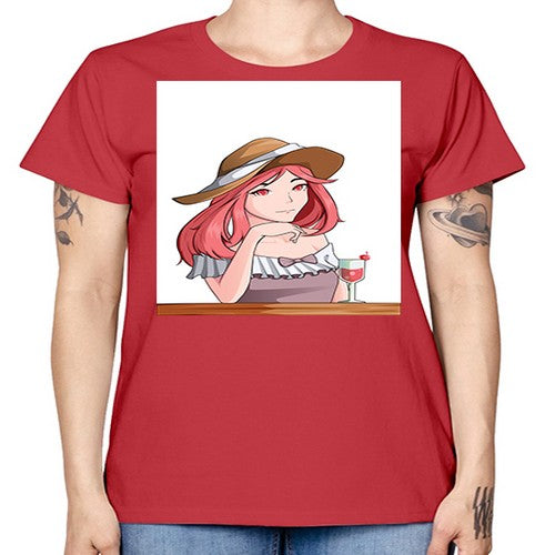 pretty woman with fresh juice in summer 37# - anime -  Missy T-Shirt