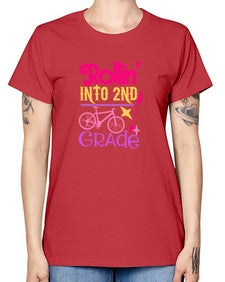 rollin into second grade 783# - second grade -  Missy T-Shirt