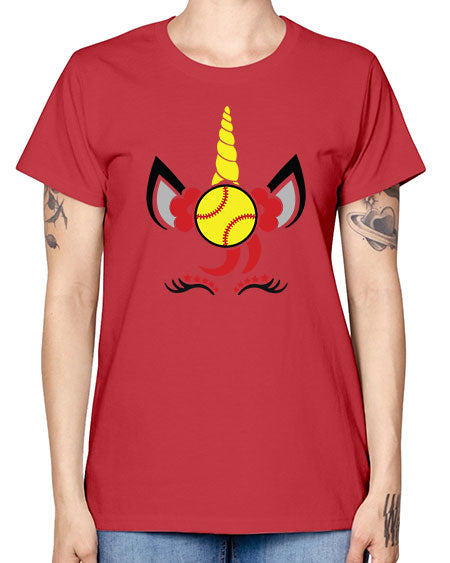 softball unicorn 401# - softball -  Missy T-Shirt