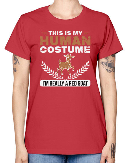 this is my human costume im really a red goat Style 1# - goat -  Missy T-Shirt