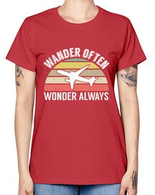 wander often wonder always  47# - airplane -  Missy T-Shirt