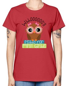 whooos ready for first grade girl 1001# - first grade -  Missy T-Shirt