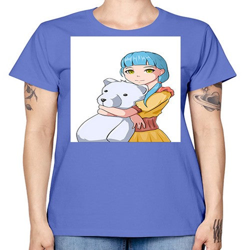 Cute girl with bear doll 26# - anime -  Missy T-Shirt