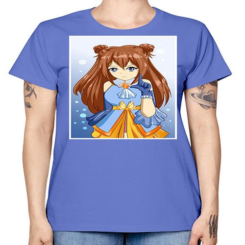 Cute little beautiful girl blue gold clothes cartoon 171# - anime -  Missy T-Shirt