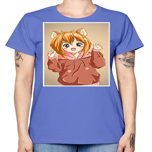 Cute little girl with accessories cat cartoon 170# - anime -  Missy T-Shirt