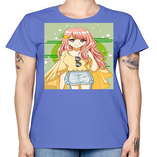 Happy and cute yellow blouse in summer holiday 43# - anime -  Missy T-Shirt
