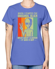 When I started the original alien 45# - ufo -  Missy T-Shirt