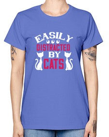 easily distracted by cats Style 46# - cats -  Missy T-Shirt