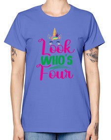 look whos four 261# - unicorn -  Missy T-Shirt