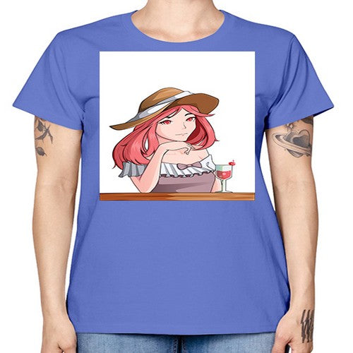 pretty woman with fresh juice in summer 37# - anime -  Missy T-Shirt
