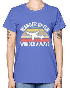 wander often wonder always  47# - airplane -  Missy T-Shirt