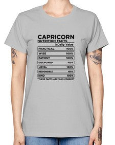 Capricorn Nutrition Facts 185# - capricorn -  Missy T-Shirt