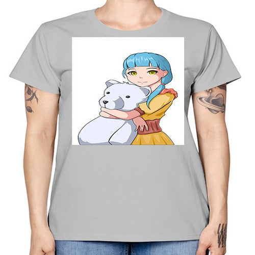 Cute girl with bear doll 26# - anime -  Missy T-Shirt