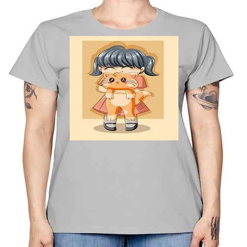 Cute girl with cat animal day 135# - anime -  Missy T-Shirt