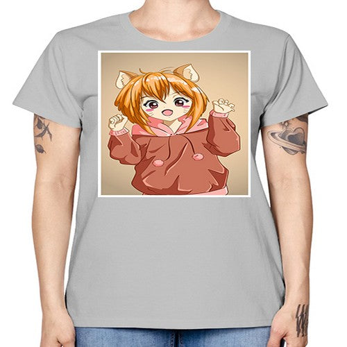 Cute little girl with accessories cat cartoon 170# - anime -  Missy T-Shirt