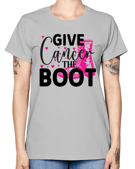 Give Cancer the Boot 24# - breast cancer -  Missy T-Shirt