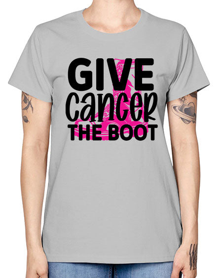 Give Cancer the Boot 25# - breast cancer -  Missy T-Shirt