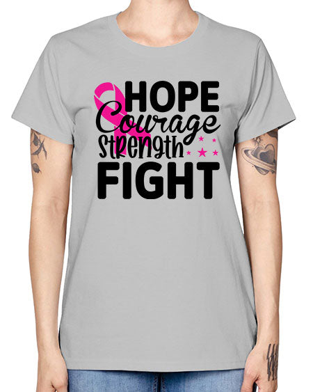 Hope Courage Strength Fight 21# - breast cancer -  Missy T-Shirt