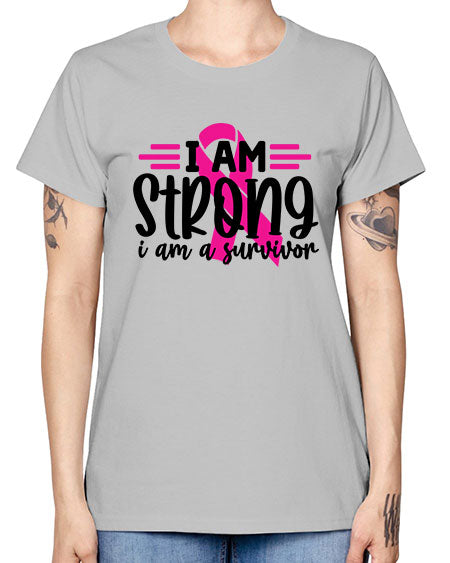 I Am Strong I Am a Survivor 20# - breast cancer -  Missy T-Shirt