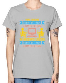 Mac users swear by their computers 25# - computer -  Missy T-Shirt