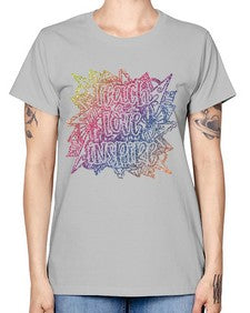 Mandala Teach Love Inspire Rainbow Glitter 762# - mandala -  Missy T-Shirt