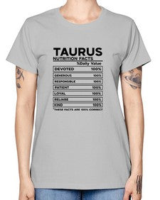 Taurus Nutrition Facts 490# - taurus -  Missy T-Shirt