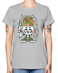 Vegetable Skull Head 1195# - skull and bones -  Missy T-Shirt