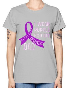 Womens I Wear Purple for My Dad Alzheimers Disease Awareness VNeck 221# - alzheimers -  Missy T-Shirt