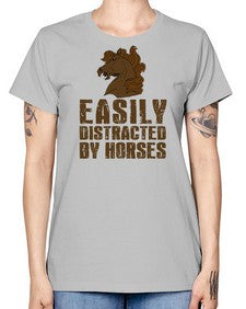 easily distracted by horses - horse -  Missy T-Shirt