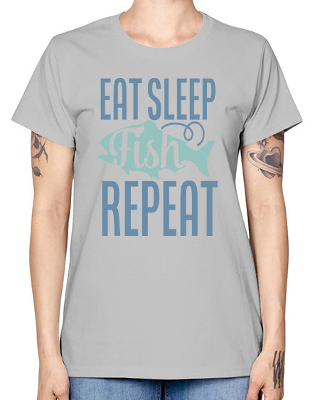 eat sleep fish repeat 84# - shark-fish -  Missy T-Shirt