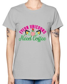 evern unicorns need coffee 126# - unicorn -  Missy T-Shirt