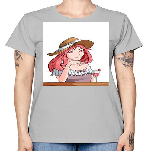 pretty woman with fresh juice in summer 37# - anime -  Missy T-Shirt