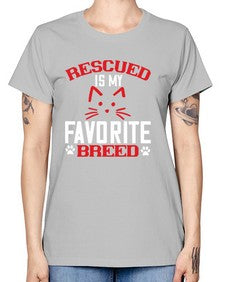 rescued is my favorite breed Style 114# - cats -  Missy T-Shirt