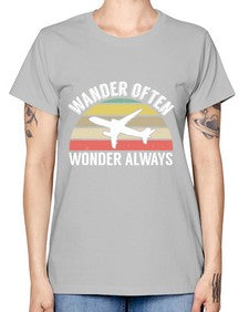 wander often wonder always  47# - airplane -  Missy T-Shirt