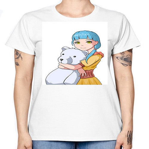Cute girl with bear doll 26# - anime -  Missy T-Shirt
