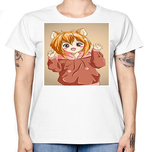 Cute little girl with accessories cat cartoon 170# - anime -  Missy T-Shirt