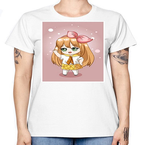 Cute little girl yellow hair wearing uniform 130# - anime -  Missy T-Shirt