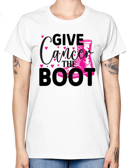 Give Cancer the Boot 24# - breast cancer -  Missy T-Shirt