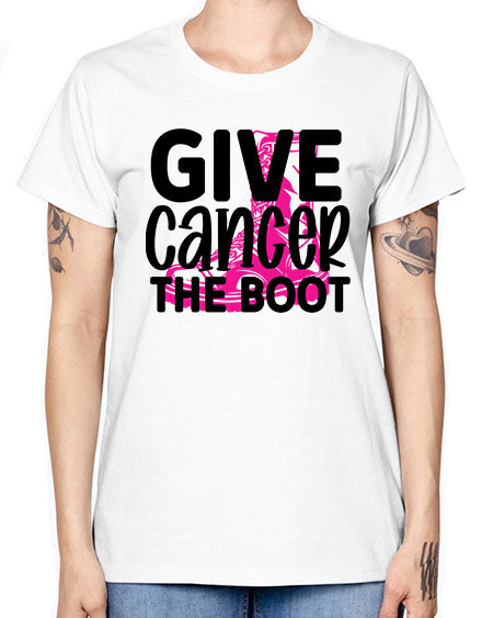 Give Cancer the Boot 25# - breast cancer -  Missy T-Shirt