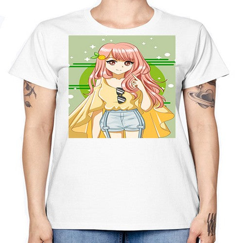 Happy and cute yellow blouse in summer holiday 43# - anime -  Missy T-Shirt