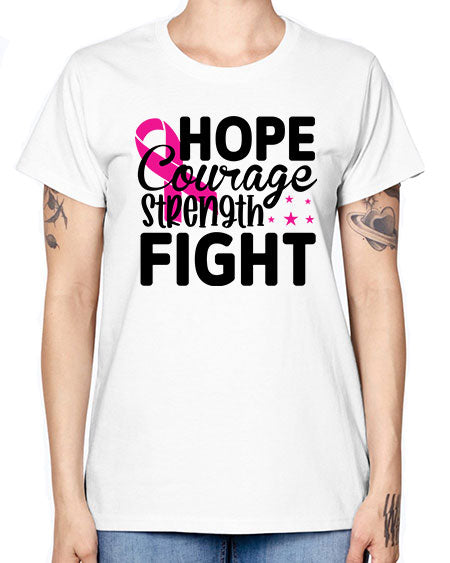 Hope Courage Strength Fight 21# - breast cancer -  Missy T-Shirt