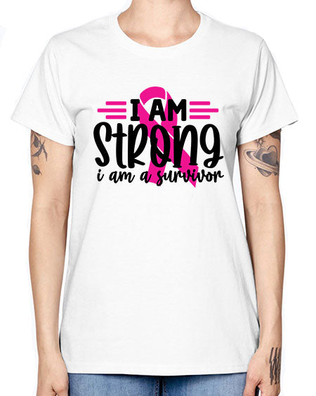 I Am Strong I Am a Survivor 20# - breast cancer -  Missy T-Shirt