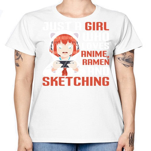 Just a girl who loves anime ramen and sketching260# - anime -  Missy T-Shirt