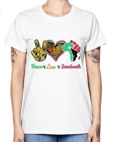Peace Love Juneteenth Day Fist Png 8# - black juneteenth -  Missy T-Shirt