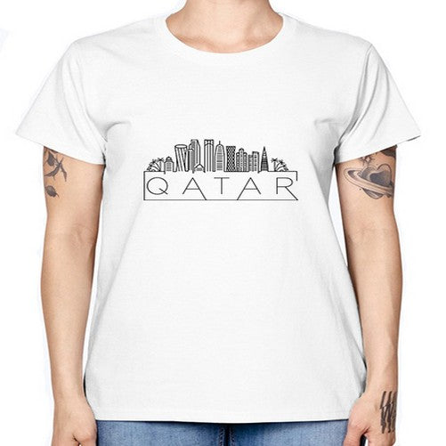 Qatar Minimal Skyline 1699# - cities -  Missy T-Shirt