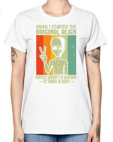 When I started the original alien 45# - ufo -  Missy T-Shirt