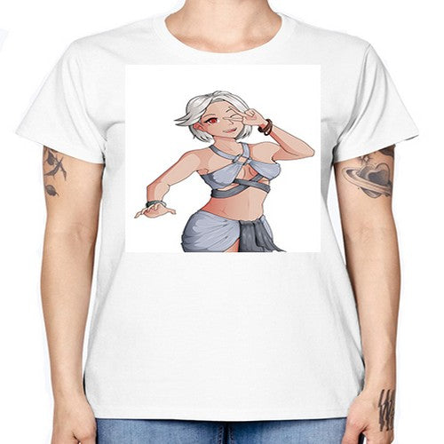 White hair girl wearing summer outfit 40# - anime -  Missy T-Shirt